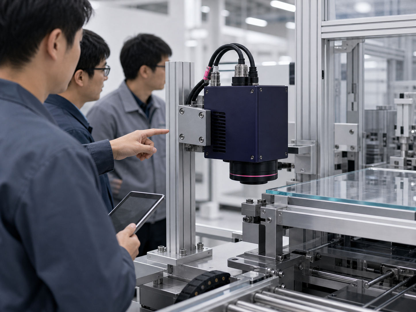 設計された接続点を介して加工ユニットをパートナー構築の量産セルへ組み込む図